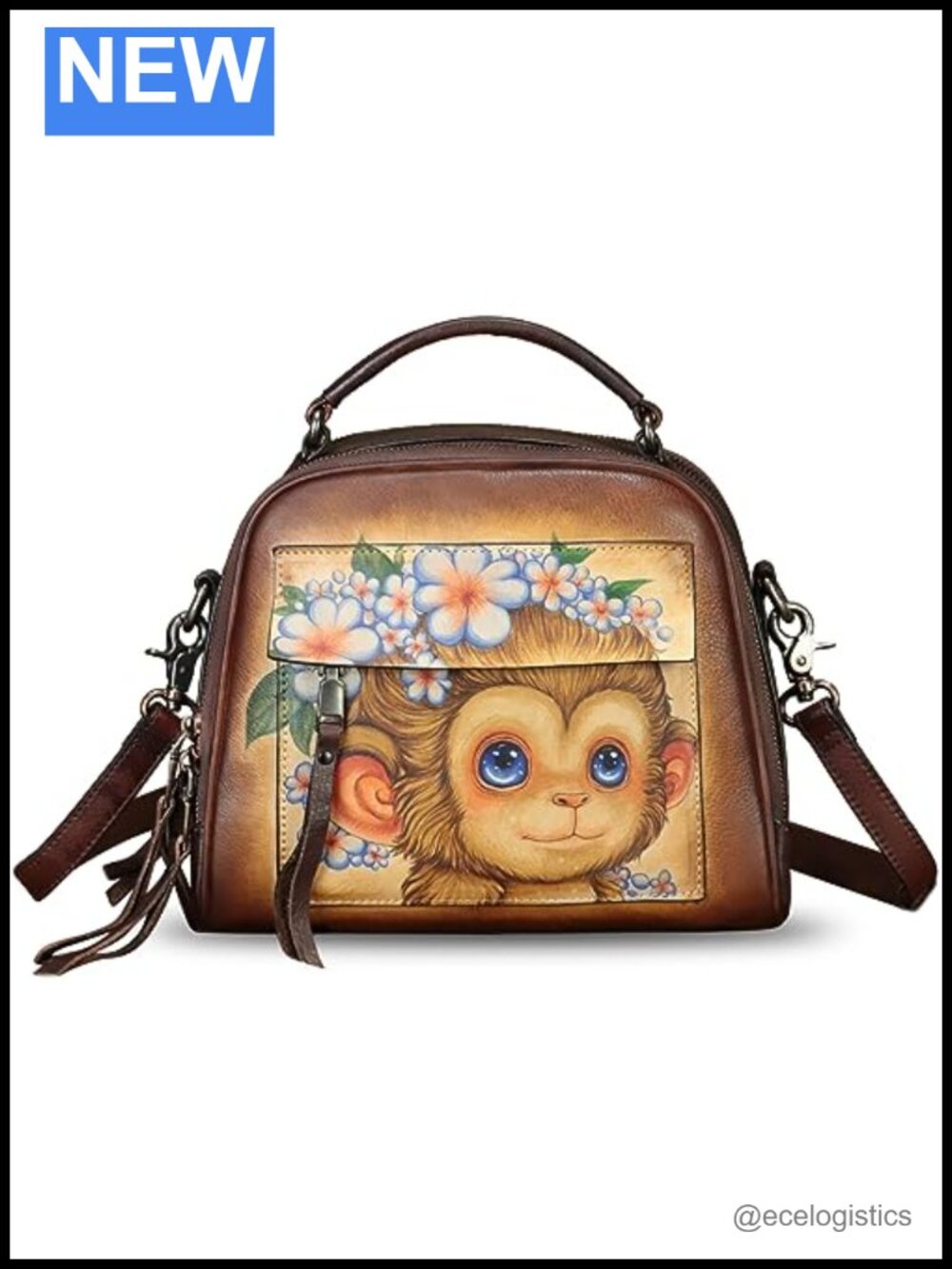 Genuine Leather Hand Painted Satchel Women Handbag
